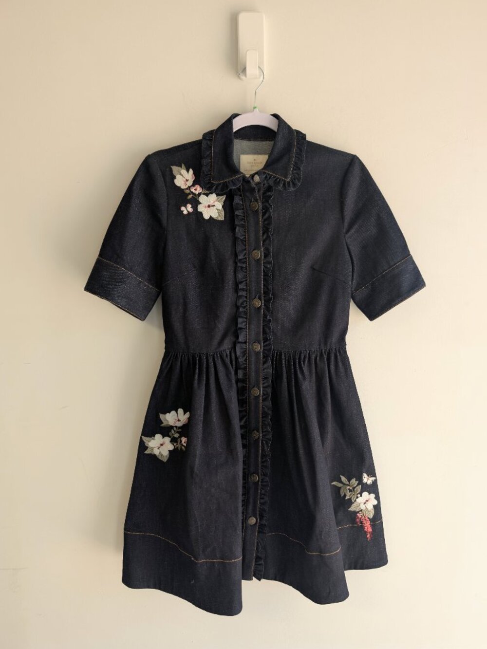 Kate Spade Denim Floral Embroidered Shirt Dress - Picture 6 of 16
